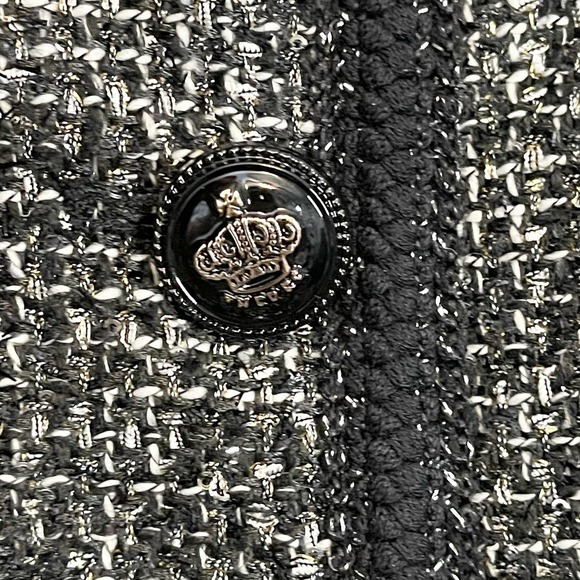 Zara Basic Women's Black Tweed Fringes Metallic Thread Button Up Jacket Size XS - Picture 5 of 11